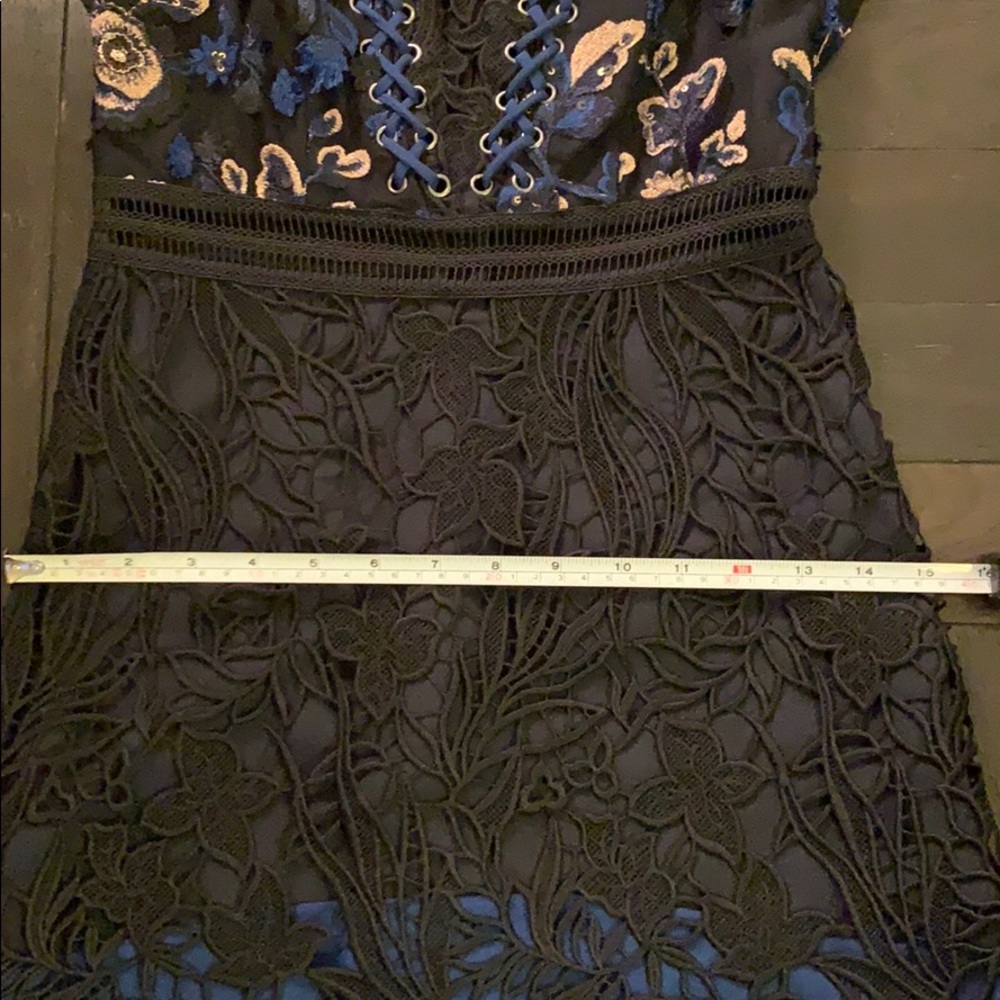 Self-Portrait Navy and Black Lace Mini Dress - Picture 7 of 13